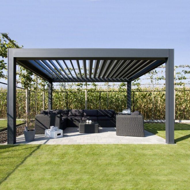 3x4 m Pergola, lamellás tetővel, antracit