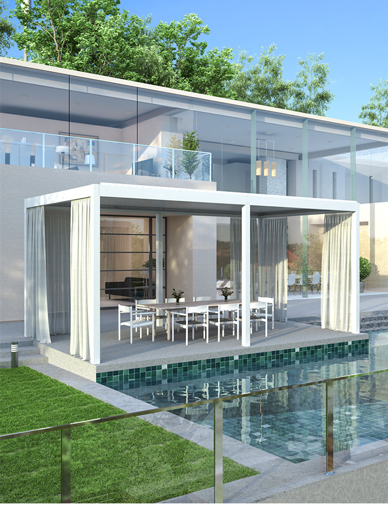 3x4 m Pergola, lamellás tetővel, fehér - Image 3