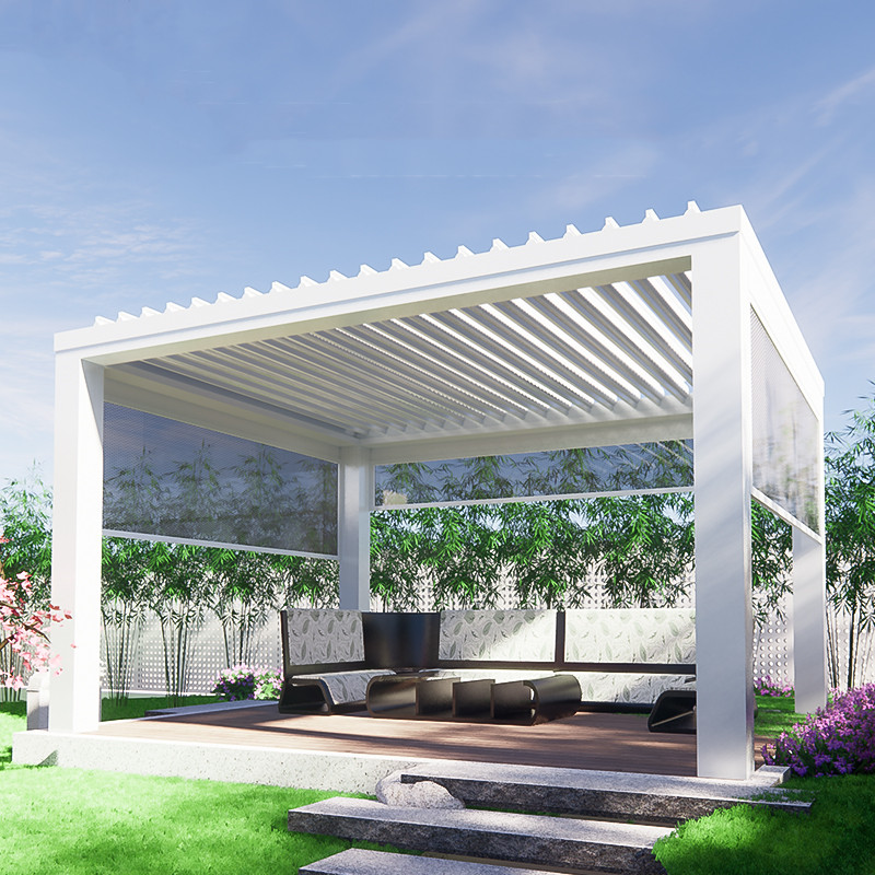 3x4 m Pergola, lamellás tetővel, fehér