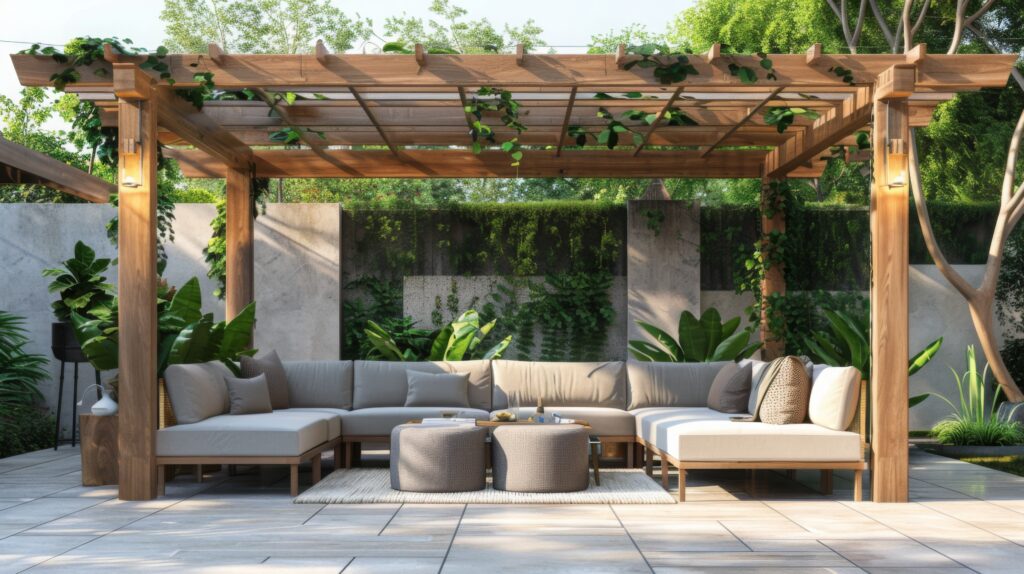 A fa pergola melegebb - otthonosabb érzést ad, de az időjárási körülményekre érzékeny