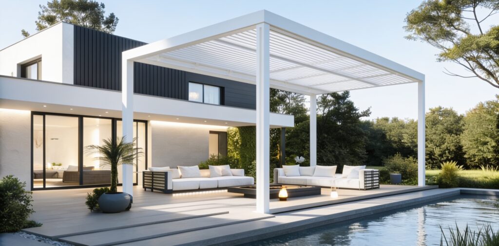kerted tökéletes kiegészítője egy modern pergola