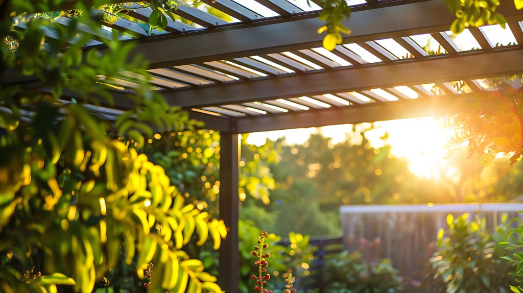 bioklimatikus pergola nyaraló kertjében